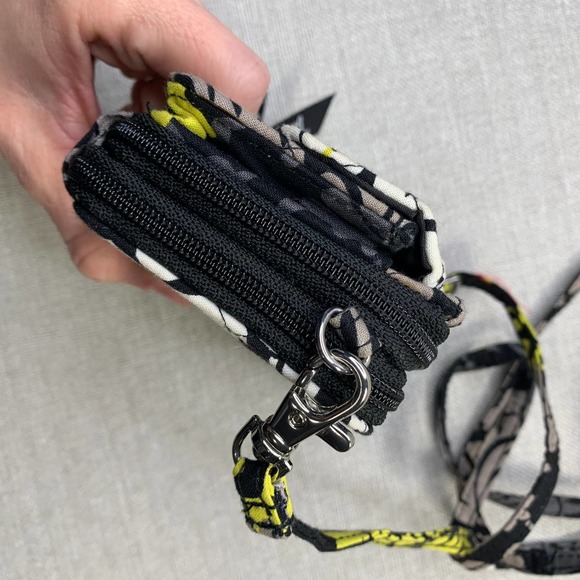 VERA BRADLEY Baroque Pattern Fleur Black Gray Yellow Crossbody Wallet Size Small - Picture 7 of 14